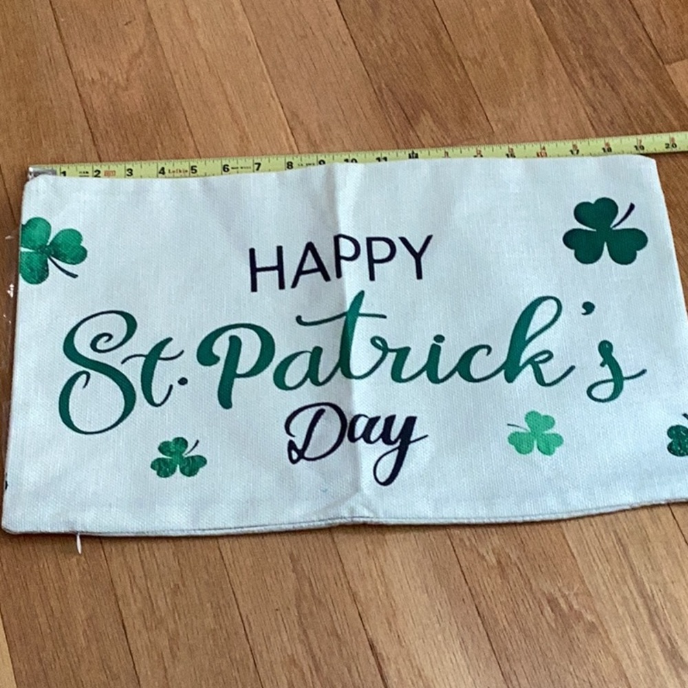 Festive St. Patrick's Day rectangular pillow cover- Green and White